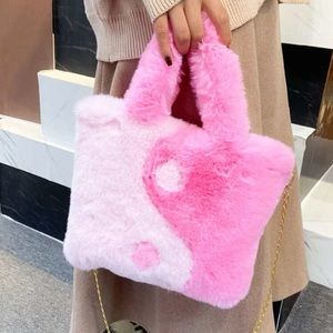 Graphic Fluffy Top Handle Bag